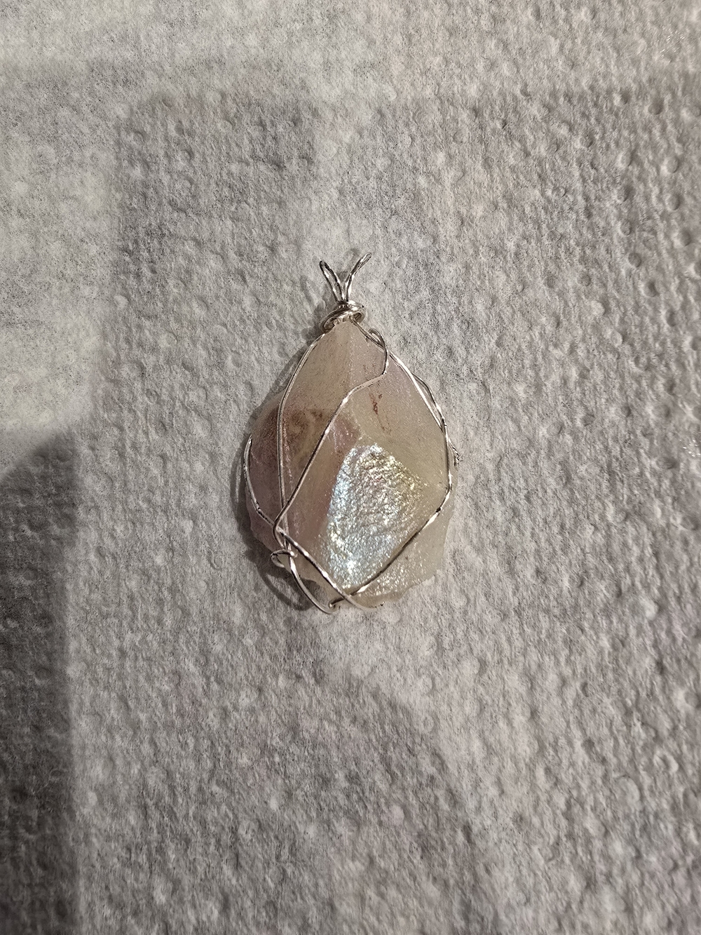 Wire Wrapped Glowing Crystal Pendant